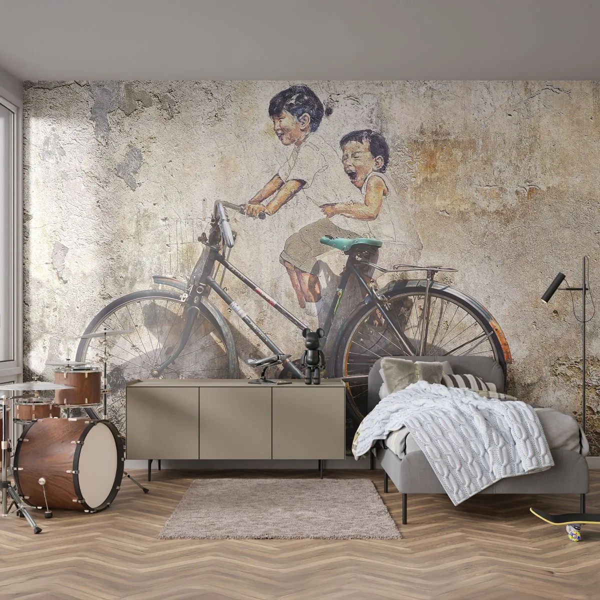 Fotomural Autadhesivo Deluxe Sticker - ¿Verdadero o falso? - Abstracción, Mural, Bicicleta - 300x210 cm