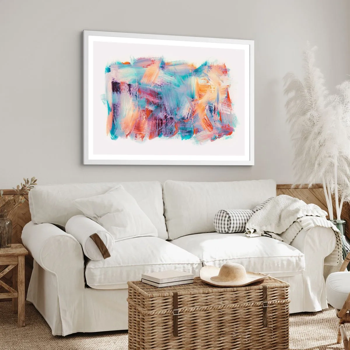 Póster en marco blanco - Colorido desorden - 40x30 cm