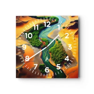 Reloj de pared - Reloj de vidrio - Río que da vida - 40x40 cm