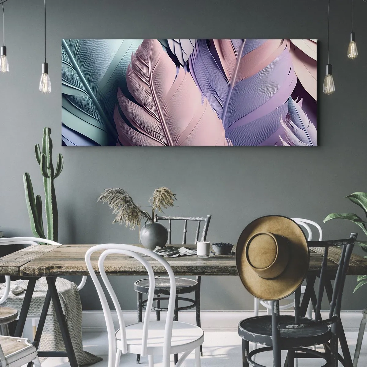 Cuadro sobre lienzo - Impresión de Imagen - Pájaro chic - 90x30 cm