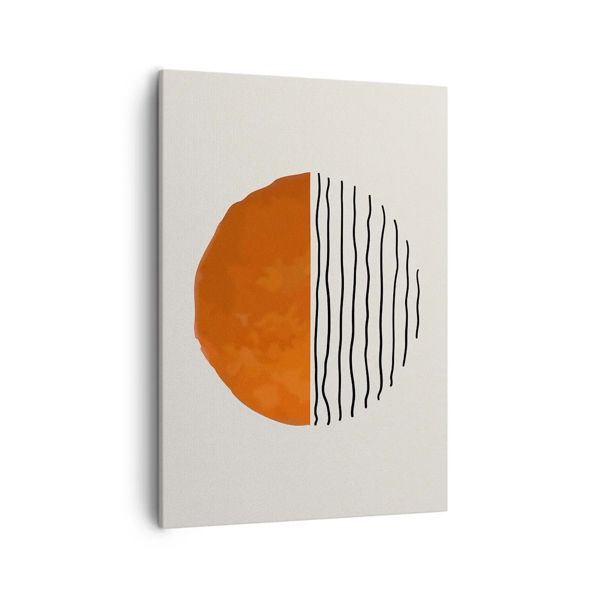 Cuadro sobre lienzo - Impresión de Imagen - Una puesta de sol minimalista sobre líneas onduladas - 50x70cm - En un ambiente japonés - Decoración de pared moderna para salón y dormitorio ARTTOR