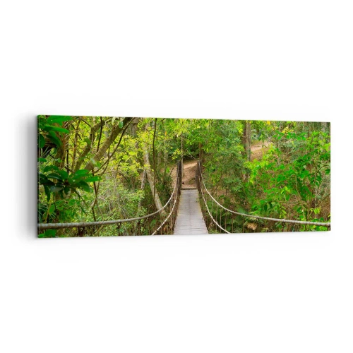Cuadro sobre lienzo - Impresión de Imagen - Un puente colgante rodeado de una selva tropical verde. - 140x50cm - Porque la vid crece en el jardín - Decoración de pared moderna para salón y dormitorio ARTTOR