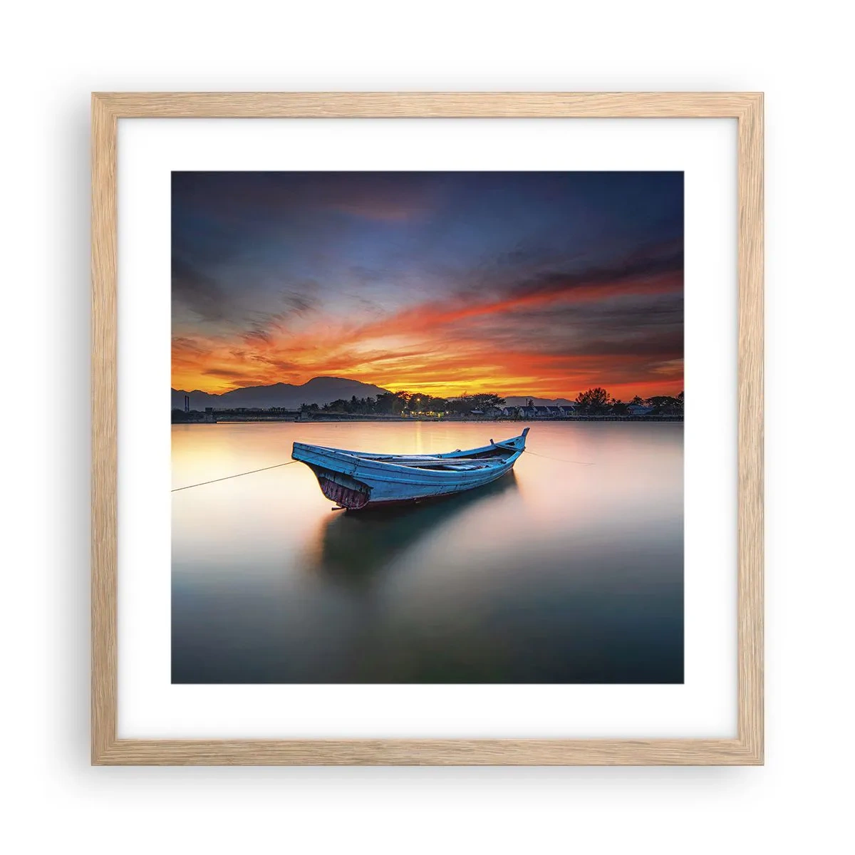 Póster en marco roble claro - Se avecina una buena noche - 40x40 cm