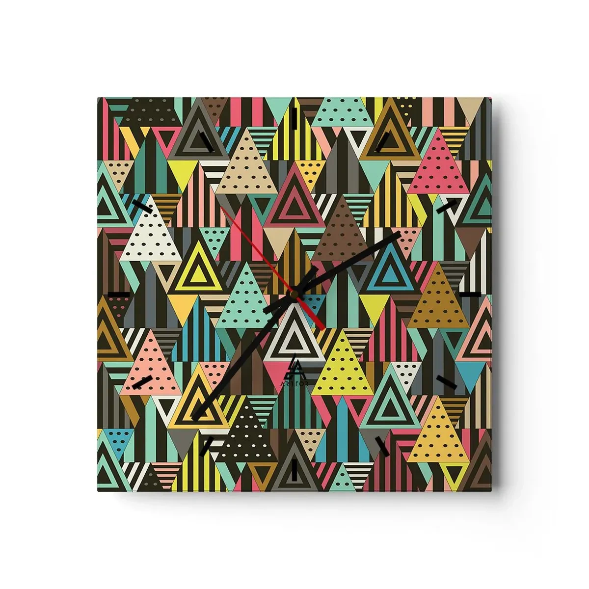 Reloj de pared - Reloj de vidrio - A ritmo de triángulo - 40x40 cm