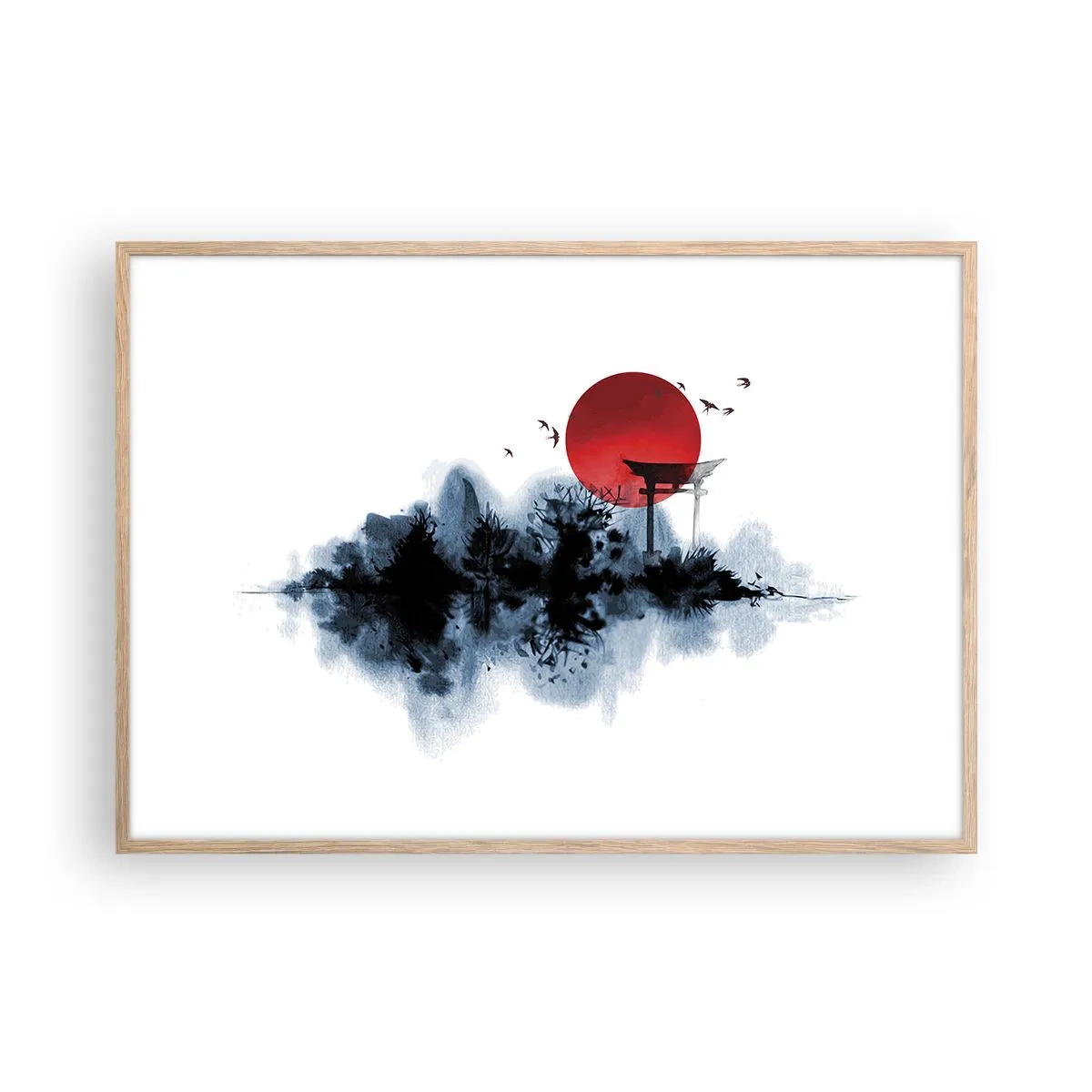 Póster en marco roble claro - Visión japonesa - 100x70 cm