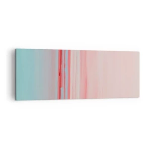 Cuadro sobre lienzo - Impresión de Imagen - Líneas pastel en tonos rosa y azul en una composición minimalista. - 140x50cm - Abstracción al amanecer - Decoración de pared moderna para salón y dormitorio ARTTOR