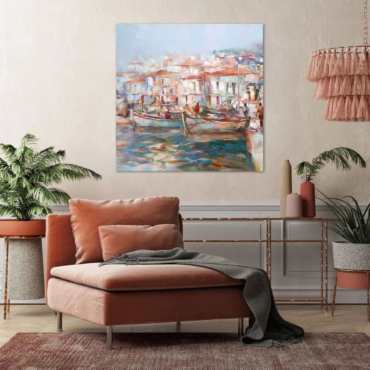 Cuadro sobre lienzo - Impresión de Imagen - Vacaciones en colores pastel - 70x70 cm