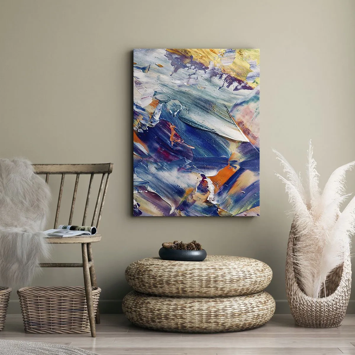 Cuadro sobre lienzo - Impresión de Imagen - Confusión de colores - 65x120 cm