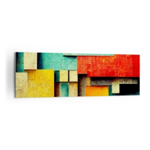 Cuadro sobre lienzo - Impresión de Imagen - Formas geométricas abstractas en colores vibrantes - 160x50cm - Festival de ángulos rectos - Decoración de pared moderna para salón y dormitorio ARTTOR