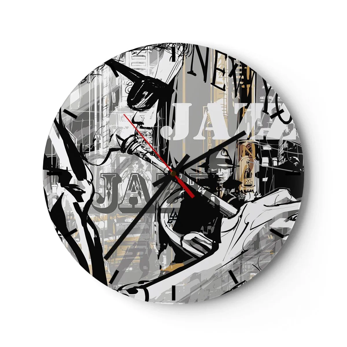 Reloj de pared - Reloj de vidrio - Al ritmo de Nueva York - 40x40 cm