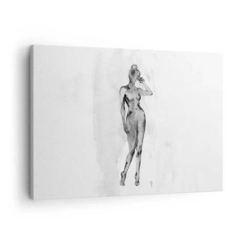 Cuadro sobre lienzo - Impresión de Imagen - Boceto de la silueta de una mujer en tonos de gris. - 70x50cm - Un estudio sobre el ideal de feminidad - Decoración de pared moderna para salón y dormitorio ARTTOR