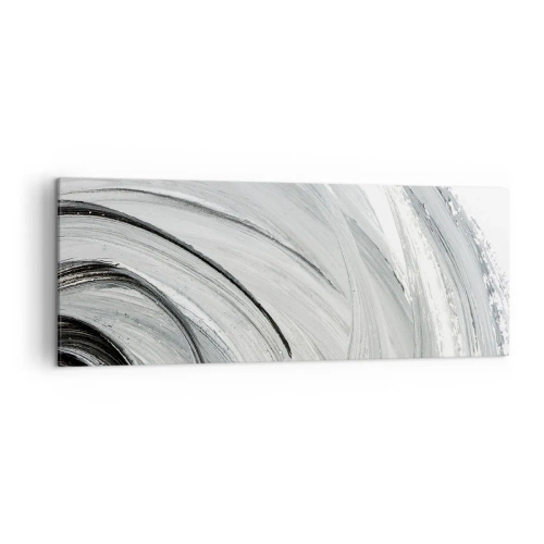 Cuadro sobre lienzo - Impresión de Imagen - Un remolino monocromático en tonos de gris y negro. - 140x50cm - Composición orbital - Decoración de pared moderna para salón y dormitorio ARTTOR