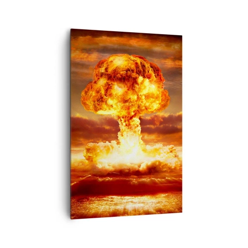 Cuadro sobre lienzo - Impresión de Imagen - Explosión de una nube de hongo con el atardecer como telón de fondo - 80x120cm - Y habrá un final - Decoración de pared moderna para salón y dormitorio ARTTOR
