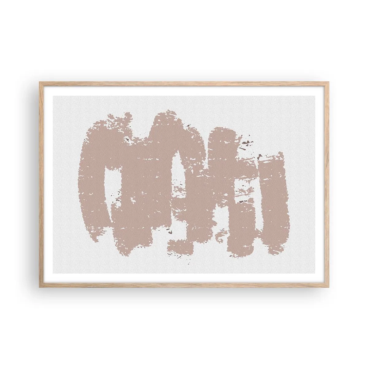 Póster en marco roble claro - Abstracción en rosa suave - 100x70 cm