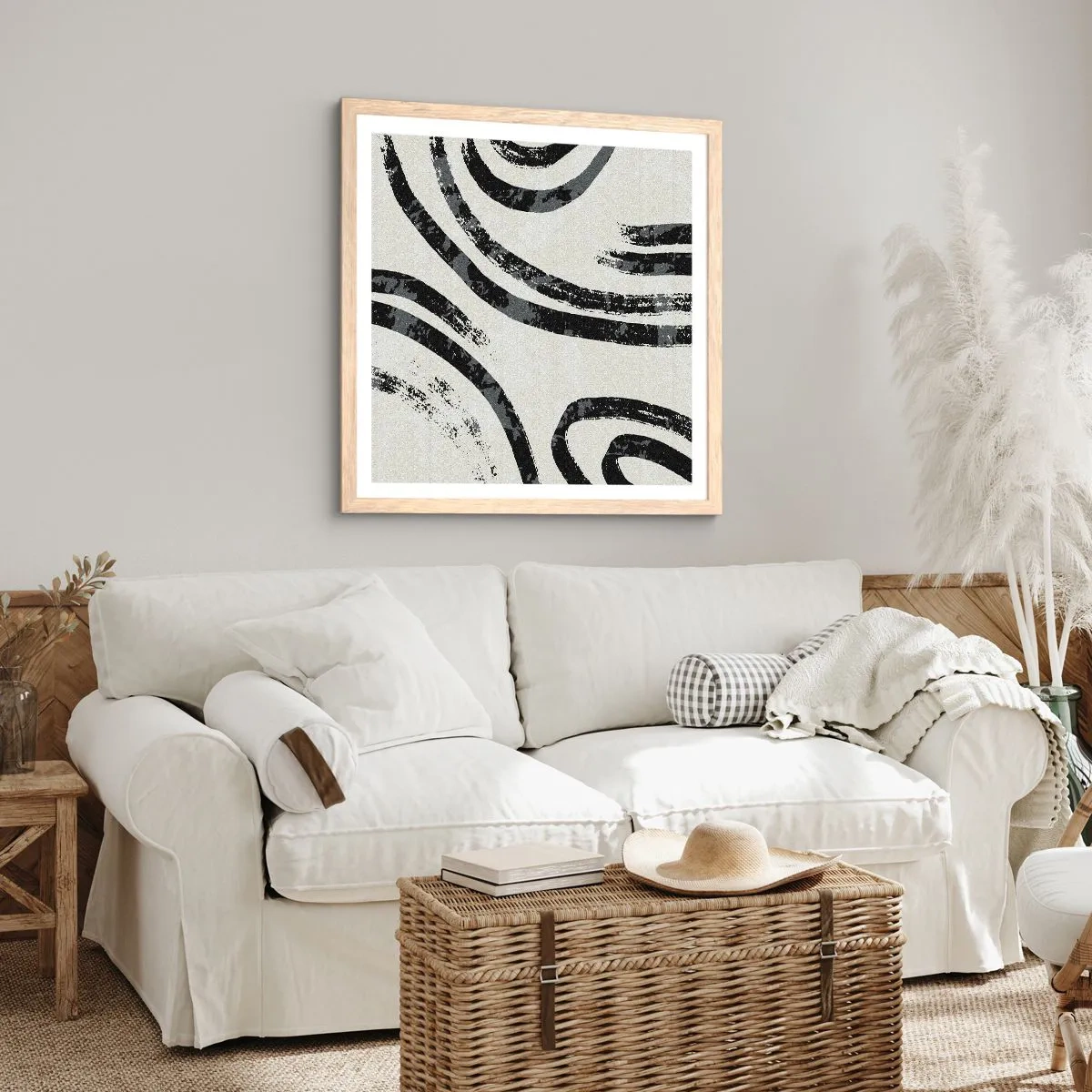 Póster en marco roble claro - A medias - 60x60 cm