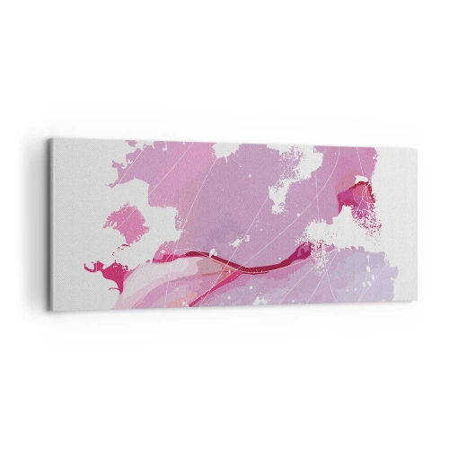 Cuadro sobre lienzo - Impresión de Imagen - Mapa de un mundo rosa - 100x40 cm