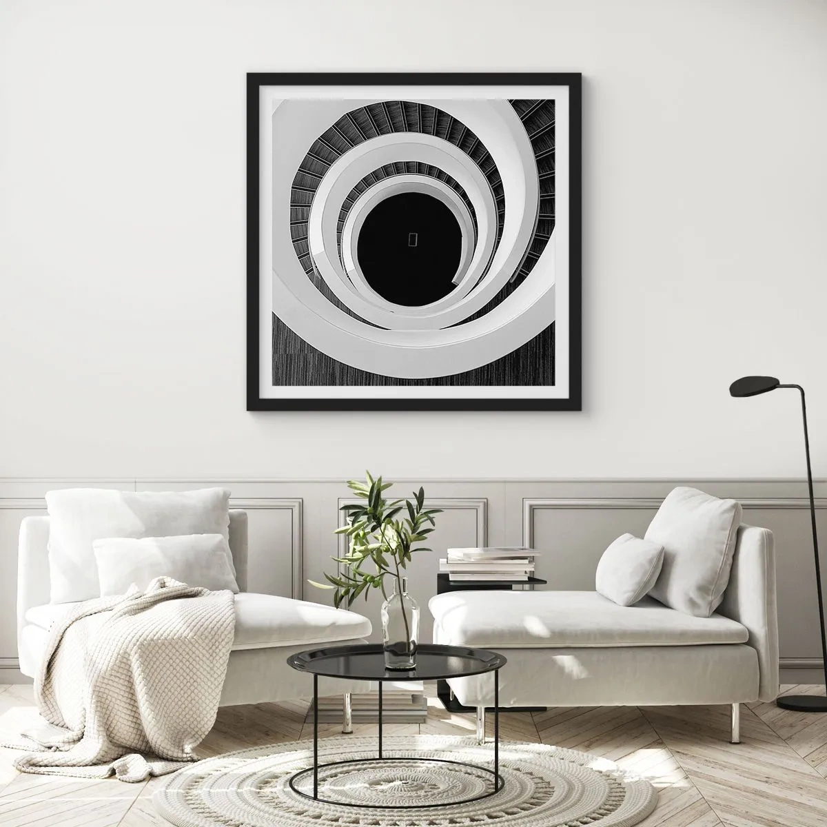 Póster en marco negro - Hacia el origen - 30x30 cm