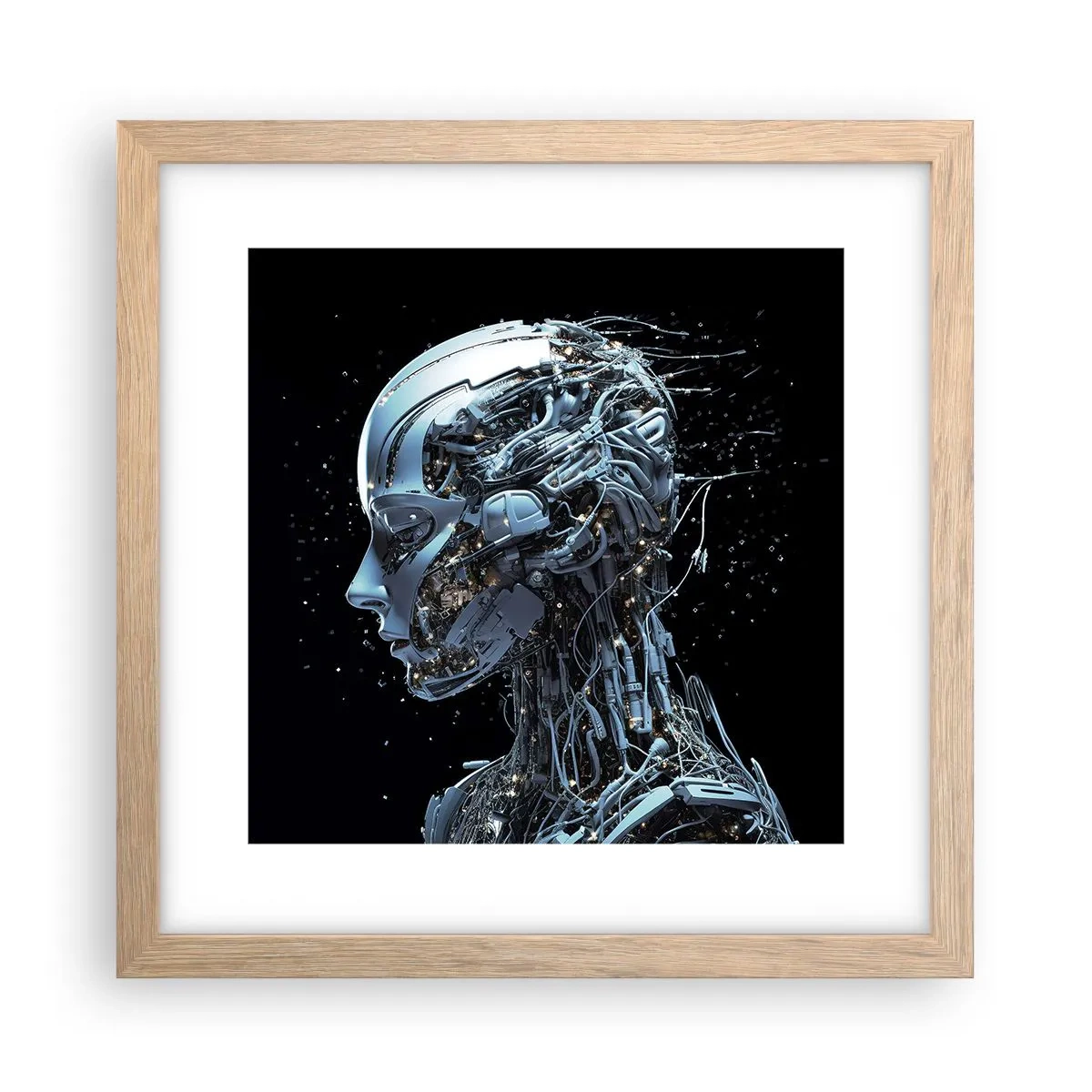 Póster en marco roble claro - La tecnología es una mujer - 30x30 cm