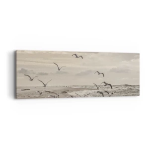 Cuadro sobre lienzo - Impresión de Imagen - El sonido del mar, el canto de los pájaros - 90x30 cm