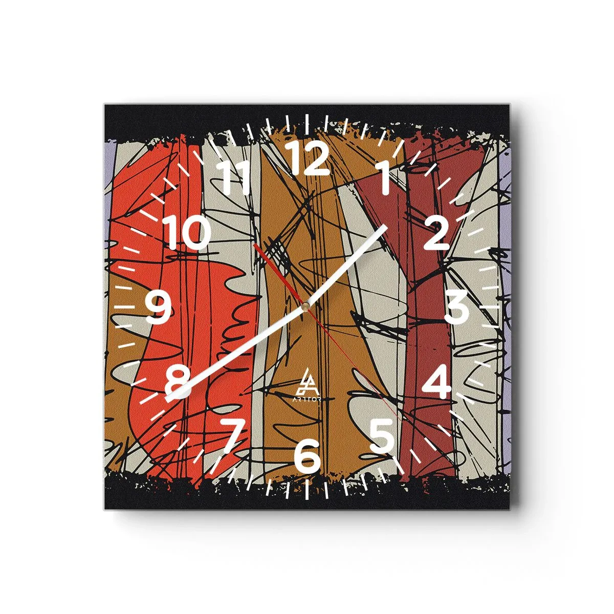 Reloj de pared - Reloj de vidrio - Composición espontánea - 30x30 cm