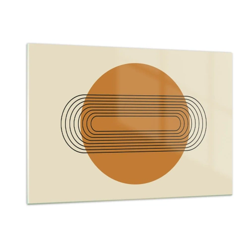 Cuadro sobre vidrio - Impresiones sobre Vidrio - Abstracción geométrica con círculos y líneas. - 120x80cm - El plan perfecto - Decoración de pared moderna para salón y dormitorio ARTTOR