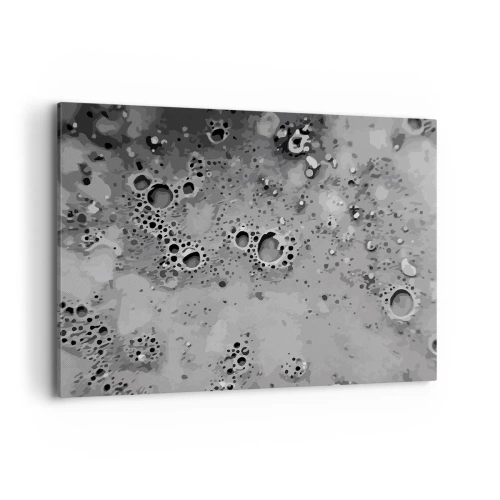 Cuadro sobre lienzo - Impresión de Imagen - Patrón abstracto de burbujas en blanco y negro - 100x70cm - Como un paisaje lunar - Decoración de pared moderna para salón y dormitorio ARTTOR