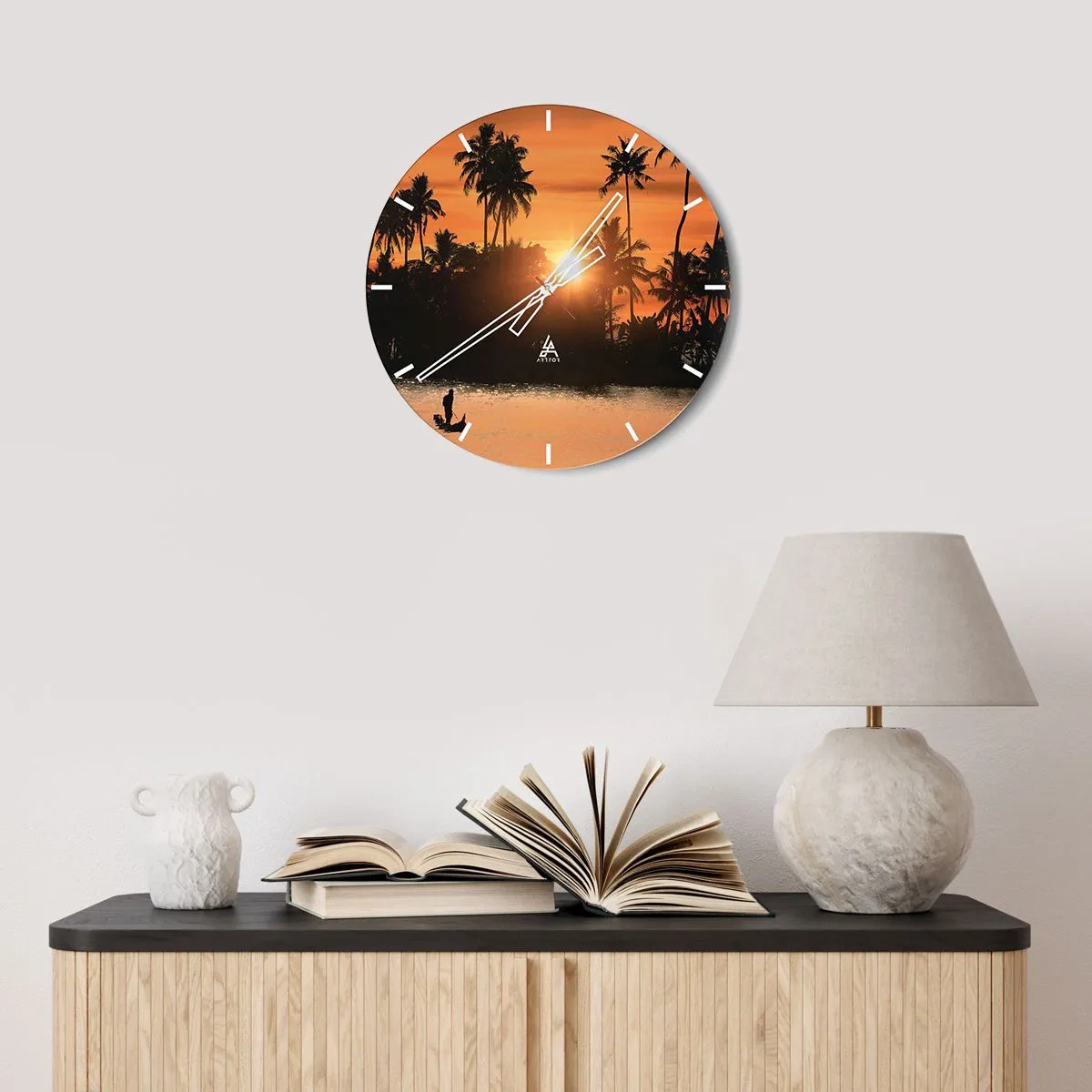 Reloj de pared - Reloj de vidrio - Tiempo de descanso - 40x40 cm