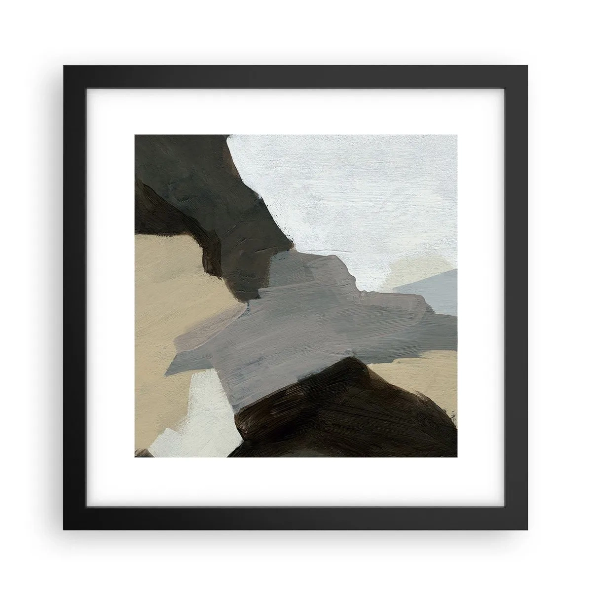 Póster en marco negro - Abstracción: partes del gris - 30x30 cm