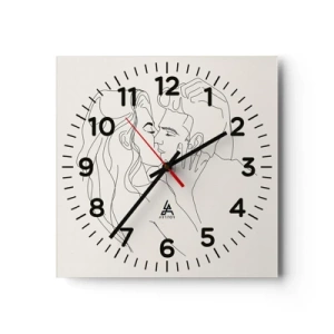 Reloj de pared - Reloj de vidrio - Unión y sentimiento - 30x30 cm