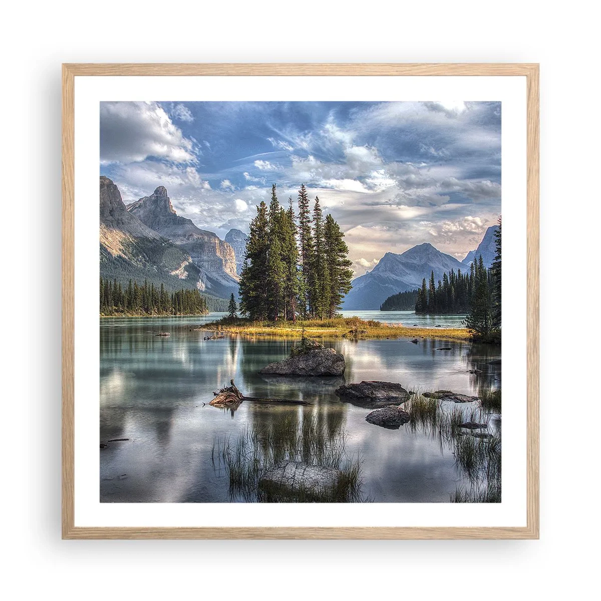 Póster en marco roble claro - Sobre el agua cristalina... - 60x60 cm