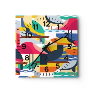 Reloj de pared - Reloj de vidrio - Fiesta de las aves - 30x30 cm