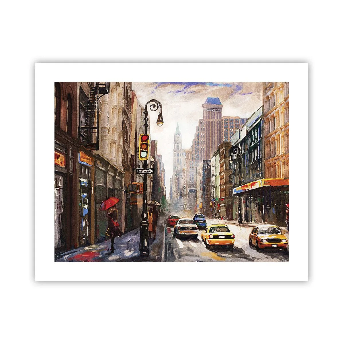 Póster - Nueva York - también colorida bajo la lluvia - 50x40 cm