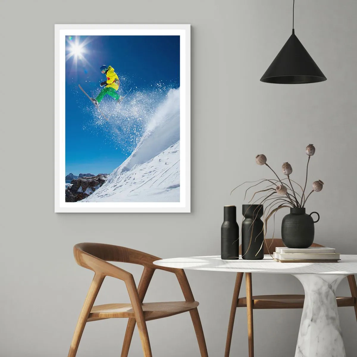 Póster en marco blanco - Bailando con las montañas - 30x40 cm