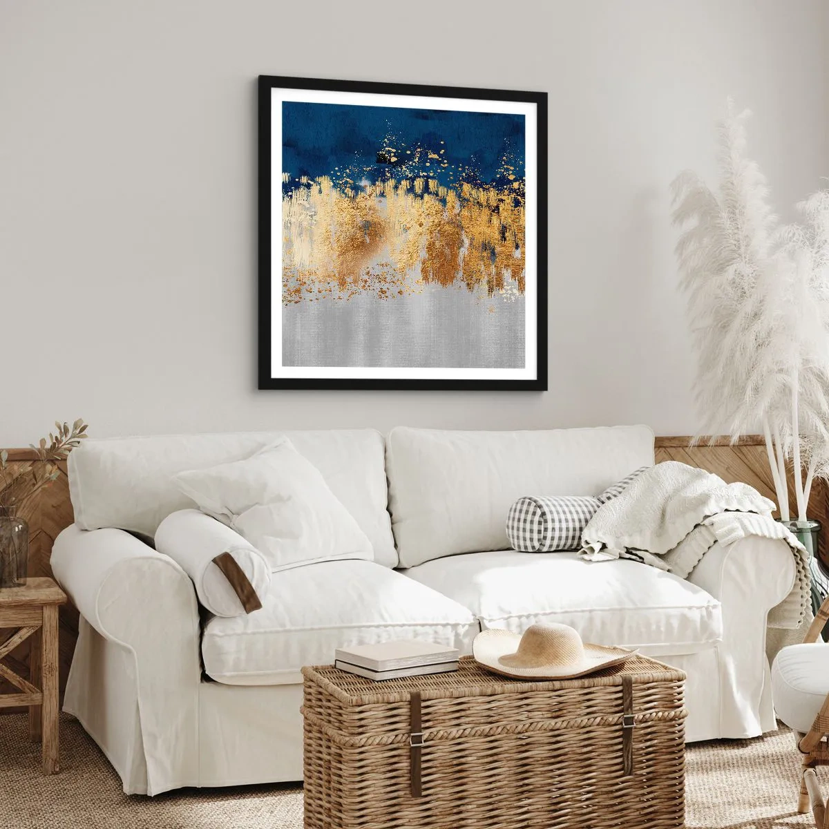 Póster en marco negro - Composición moderna con chispas - 60x60 cm