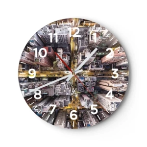 Reloj de pared - Reloj de vidrio - Saludos desde Hong Kong - 30x30 cm