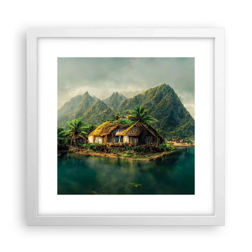 Póster en marco blanco - Paraíso tropical - 30x30 cm