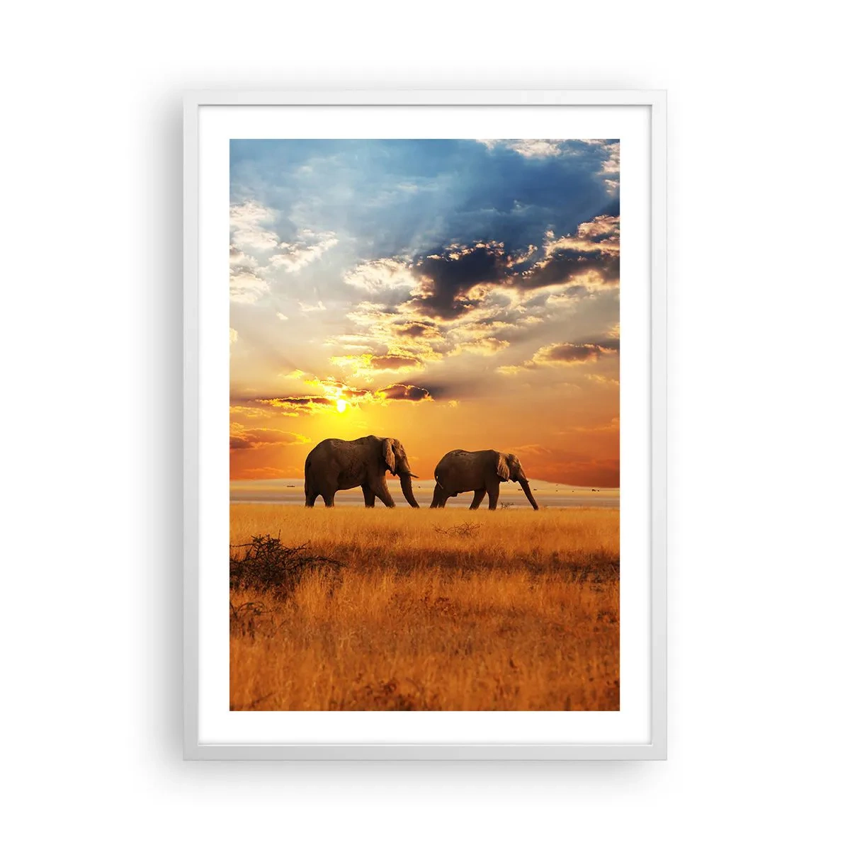 Póster en marco blanco - Un paseo en familia - 50x70 cm