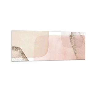 Cuadro sobre vidrio - Impresiones sobre Vidrio - Manchas pastel con elementos dorados - 140x50cm - Una mirada a través del color - Decoración de pared moderna para salón y dormitorio ARTTOR