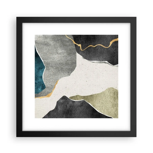 Póster en marco negro - Composición en mosaico con una hebra de oro - 30x30 cm