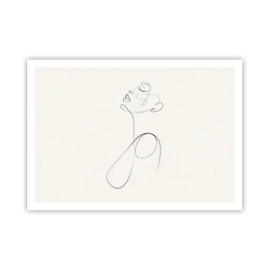 Póster - Dibujo de rostro en arte lineal minimalista sobre fondo blanco - 100x70cm - En el bucle de los sueños - Decoración de pared moderna para salón y dormitorio ARTTOR