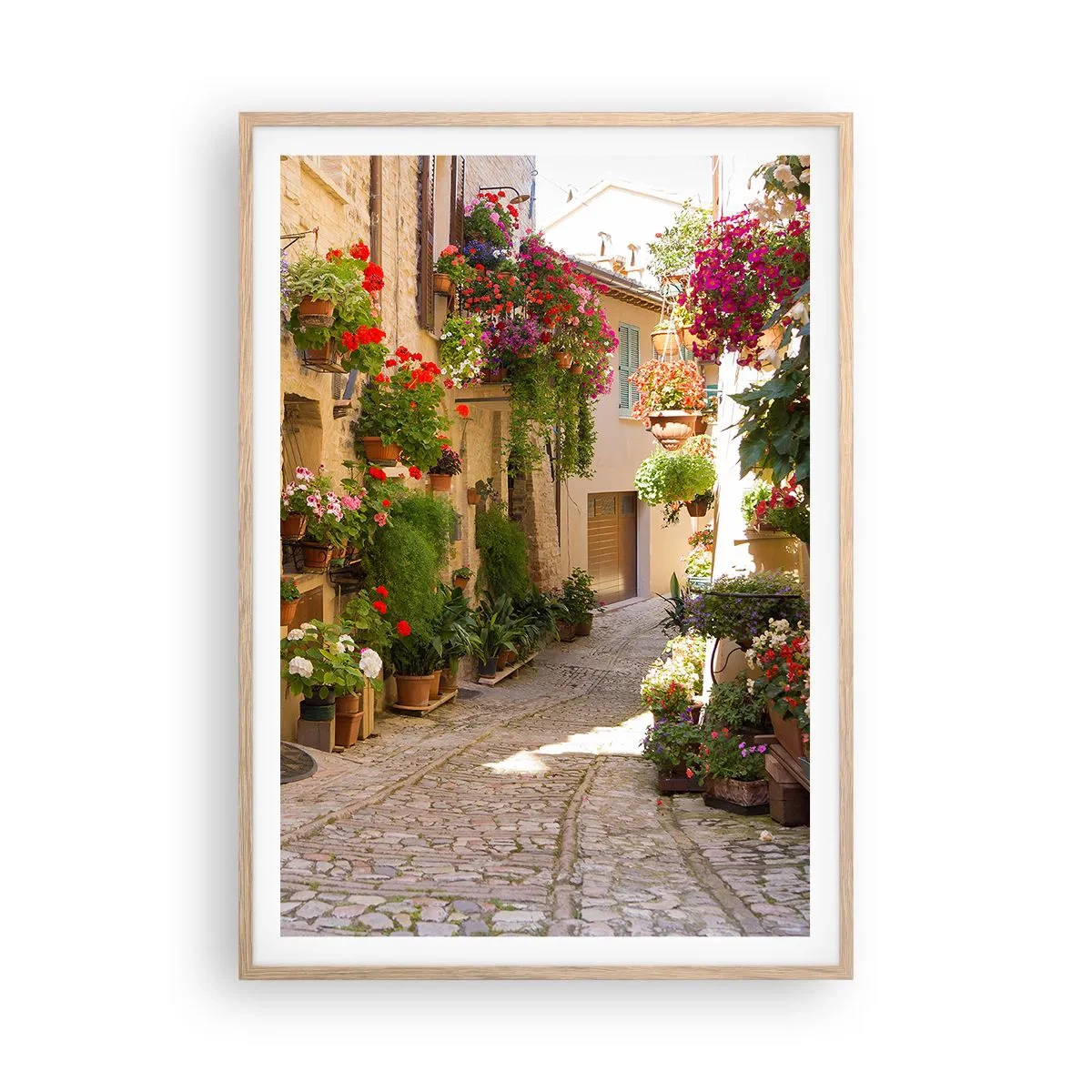 Póster en marco roble claro - En un torrente de flores - 70x100 cm