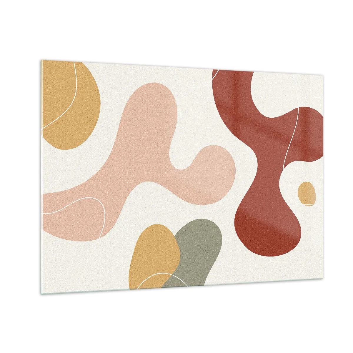 Cuadro sobre vidrio - Impresiones sobre Vidrio - Composición abstracta de formas orgánicas - 100x70cm - La esencia de la pintura - Decoración de pared moderna para salón y dormitorio ARTTOR