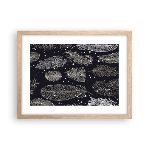 Póster en marco roble claro - Encaje de plumas - 40x30 cm