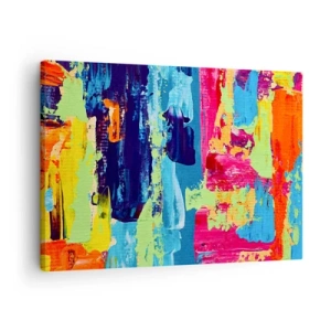 Cuadro sobre lienzo - Impresión de Imagen - Composición abstracta de colores en forma dinámica. - 70x50cm - ¡La vida es hermosa! - Decoración de pared moderna para salón y dormitorio ARTTOR