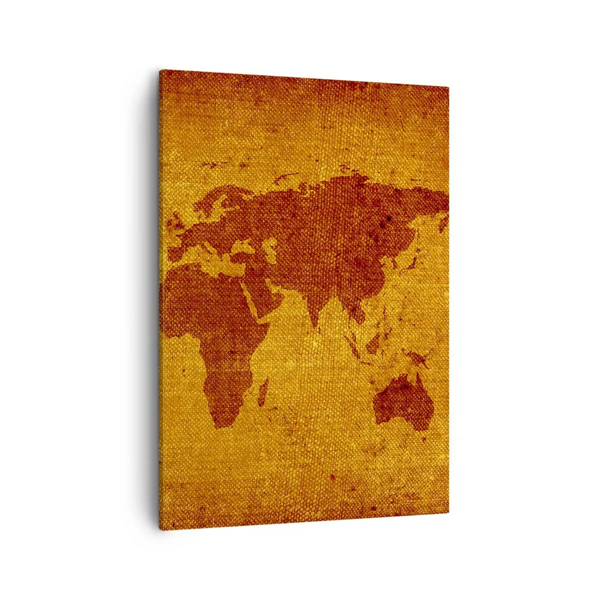 Cuadro sobre lienzo - Impresión de Imagen - Mapa del mundo vintage sobre fondo marrón y dorado. - 50x70cm - Invitación a un viaje - Decoración de pared moderna para salón y dormitorio ARTTOR