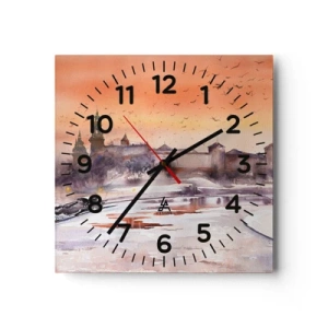 Reloj de pared - Reloj de vidrio - Atardecer real - 40x40 cm