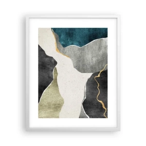 Póster en marco blanco - Composición en mosaico con una hebra de oro - 40x50 cm