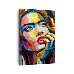 Cuadro sobre lienzo - Impresión de Imagen - Retrato colorido de una mujer en estilo expresionista. - 50x70cm - Sueños - Decoración de pared moderna para salón y dormitorio ARTTOR