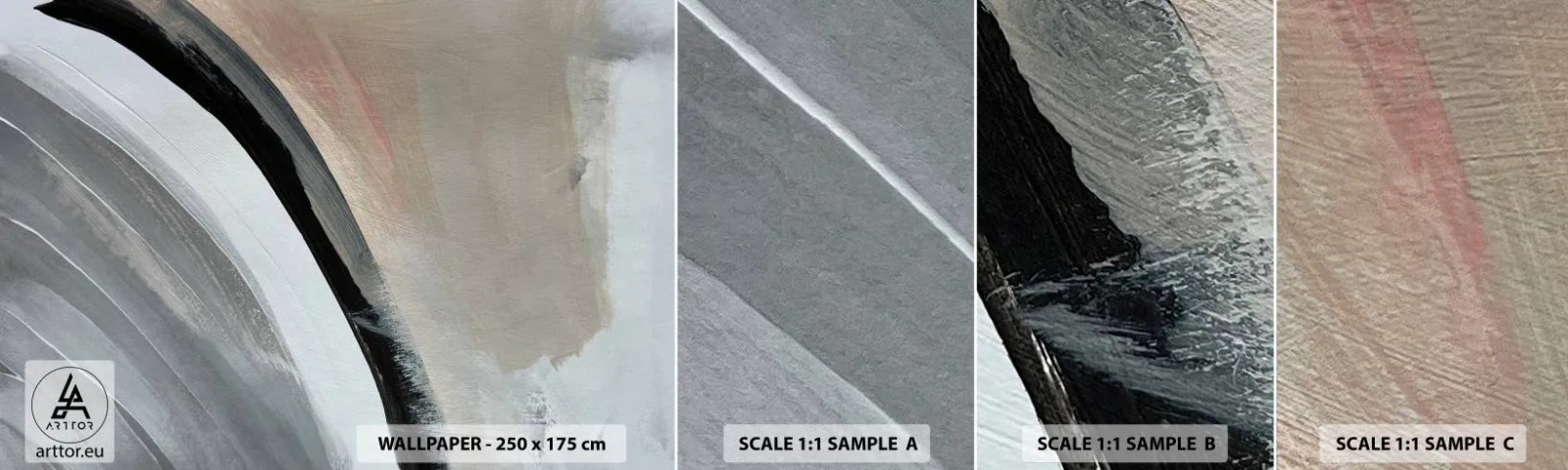 Muestra De Fotomural Standard Eco - Composición: un arco negro y gris - Abstracción, Pedazo, Arte Moderno - 100x30 cm