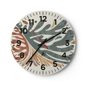 Reloj de pared - Reloj de vidrio - Hoja multicolor - 30x30 cm
